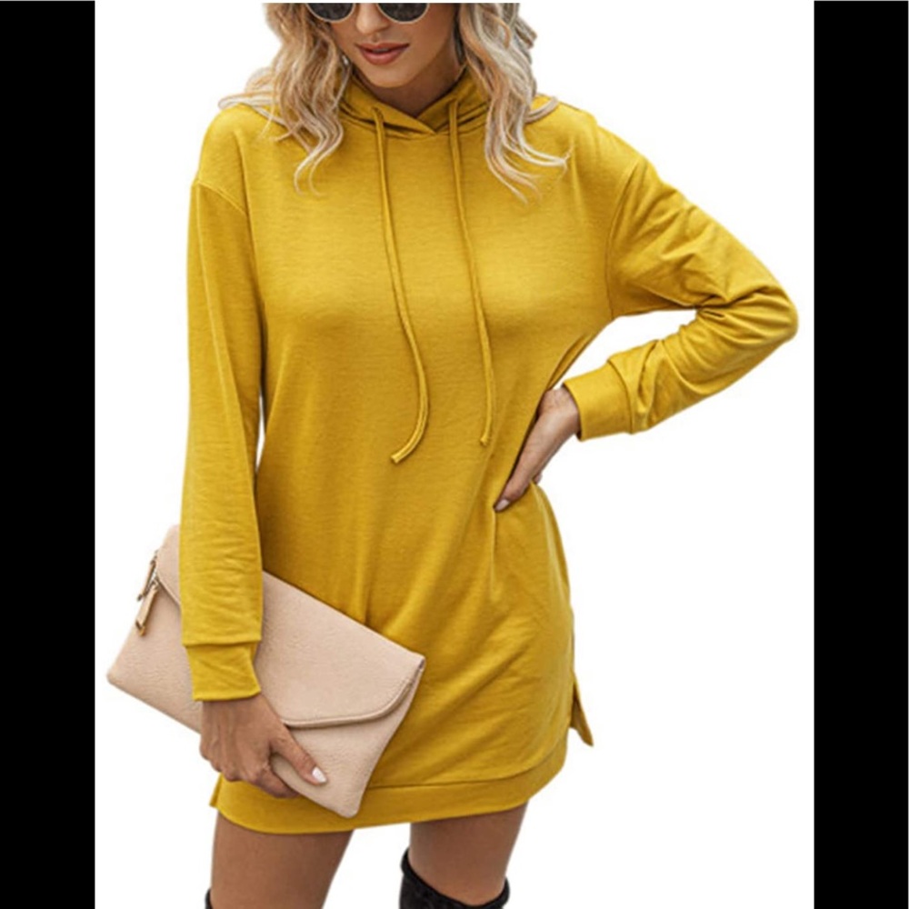🆕Sweatshirt Hoodie Dress with Side Pockets - Picture 1 of 2